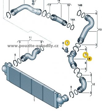 Trubka tlaková s čidlem tlaku 7H0145955L VW Transportér T5