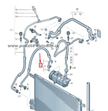 5Q0816721AA Hadice klimatizace originál VW, Audi, Škoda, Seat, nová